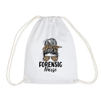 Forensic Nurse Messy Bun Leopard Sane Nurse - Drawstring Bag - white - Front