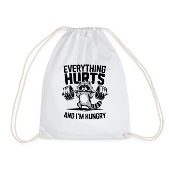 Fitness Gym Sport Weightlifting - Everything Hurts - Drawstring Bag - white - Front