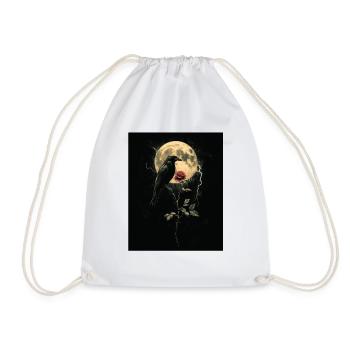 Raven Rose Moon Gloomy Gothic Black Crow - Drawstring Bag - white - Front