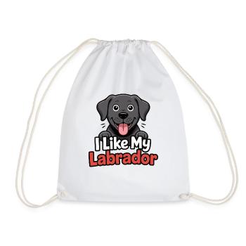 I like my Labrador dog love - Drawstring Bag - white - Front