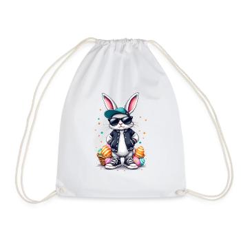 Lapin élégant avec panier de Pâques - Sac de sport léger - blanc - Devant