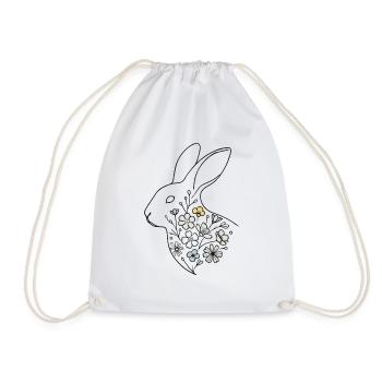 Ostern Hase Mit Blumen Retro Stil - Turnbeutel - Weiß - Vorne