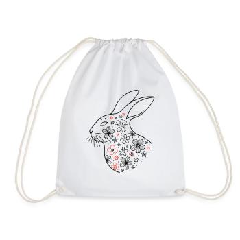 Lapin floral de Pâques Style rétro vintage - Sac de sport léger - blanc - Devant