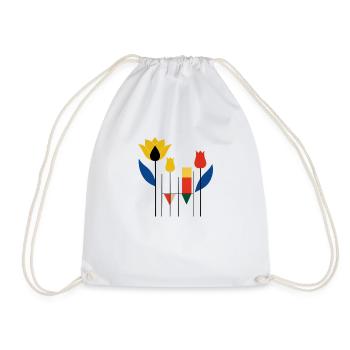 Bauhaus Geometric Tulip Garden - Drawstring Bag - white - Front