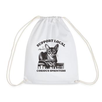 Cat Support Local Abyssinian - Drawstring Bag - white - Front