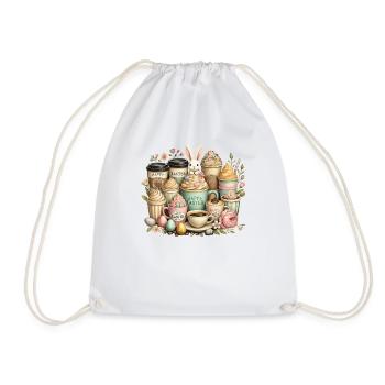 Café de Pâques Lapin de Pâques Joie des amateurs de café - Sac de sport léger - blanc - Devant