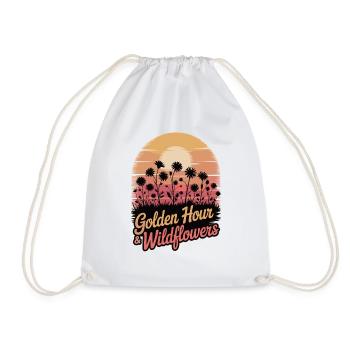 Sunset with wildflowers - Drawstring Bag - white - Front