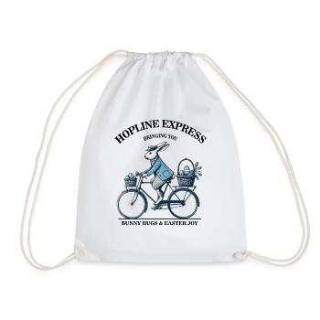 Easter Hopline Express Retro Aesthetic Bunny Hugs - Drawstring Bag - white - Front