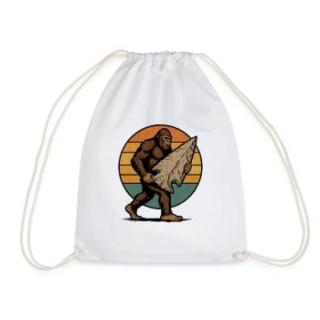 Bigfoot with Arrowhead Arrowhead Flint - Drawstring Bag - white - Front