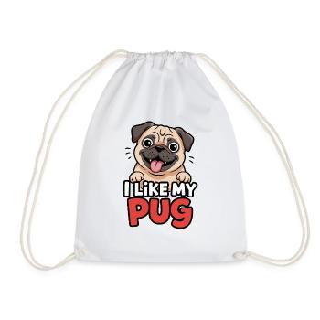 I like my Pug Dog Love - Drawstring Bag - white - Front