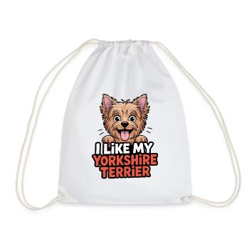 I like my Yorkshire Terrier Hundeliebe - Drawstring Bag - white - Front
