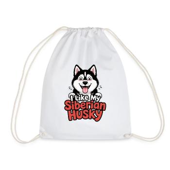 I like my Siberian Husky Hundeliebe - Drawstring Bag - white - Front