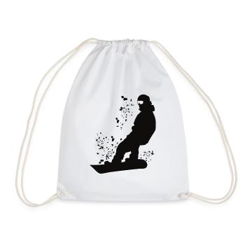 Snowboarder Snowboarding Snowboard - Drawstring Bag - white - Front