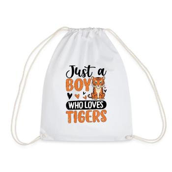 Just a Boy Who Loves Tigers - Drawstring Bag - white - Front