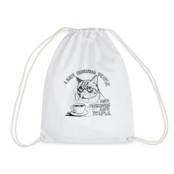 Katzen und Kaffee am Morgen ohne Leute Geschenk - Turnbeutel - Weiß - Vorne