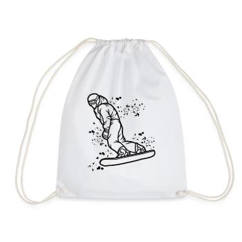 Snowboarder Snowboarding Snowboard - Drawstring Bag - white - Front