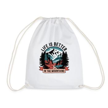 Life is better in the mountains - Drawstring Bag - white - Front