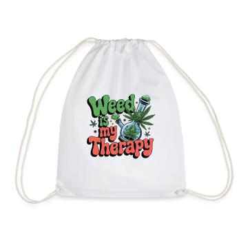 Weed is my therapy - relaxation on prescription - Drawstring Bag - white - Front