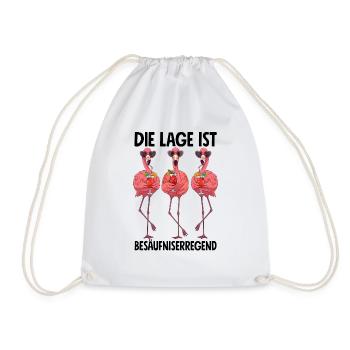 The location is drunken with flamingos - Drawstring Bag - white - Front
