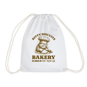 Kitty Biscuits Bakery We Knead Em You Need Em - Drawstring Bag - white - Front