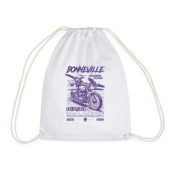 Bonneville Salt Flats Motorcycle Vintage Biker - Drawstring Bag - white - Front