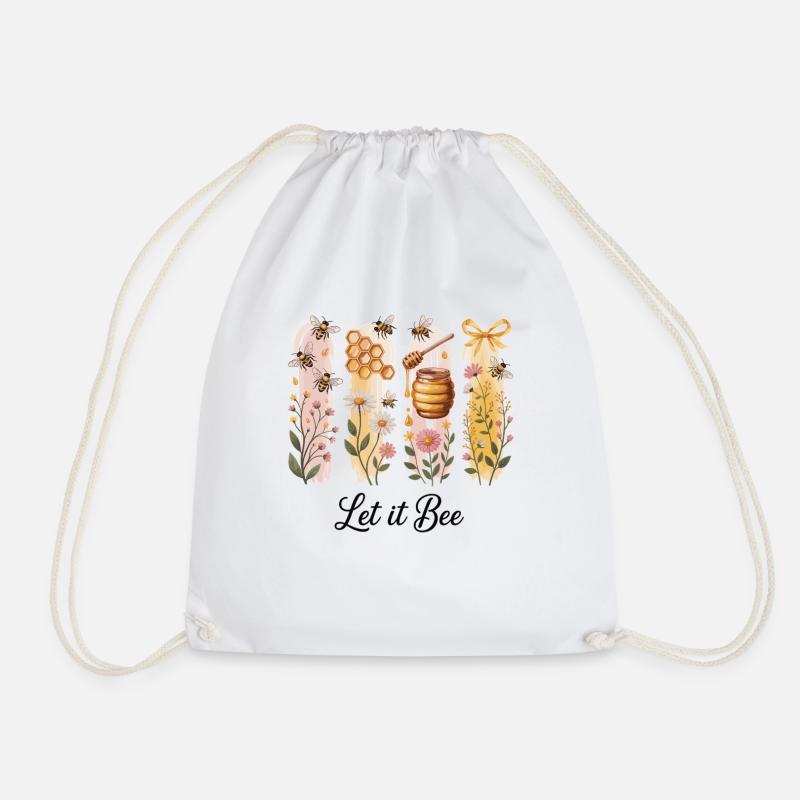 Fleurs, miel et abeilles - Sac de sport léger - blanc