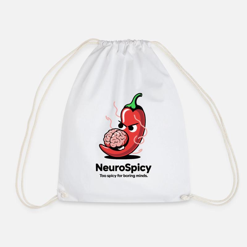 Neuro Spicy – Too spicy for boring minds - Drawstring Bag - white