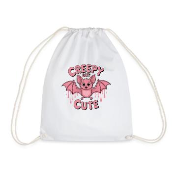Creepy But Cute Pink Bat Gothic Animal Pastel Goth - Drawstring Bag - white - Front