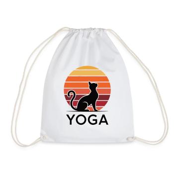 YOGA - Zen-Moment mit Katze - Turnbeutel - Weiß - Vorne