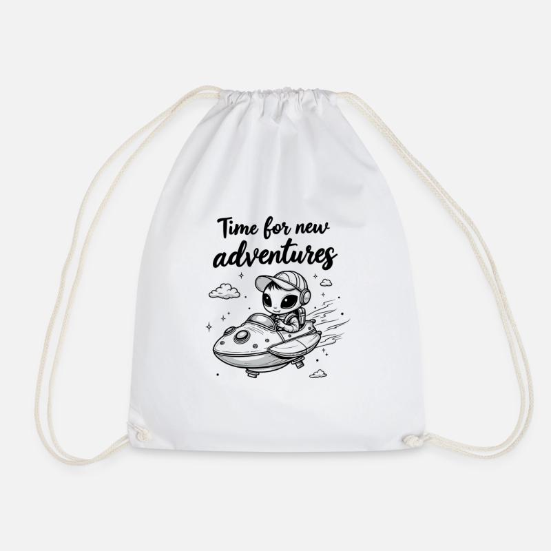 time for new adventures - Drawstring Bag - white