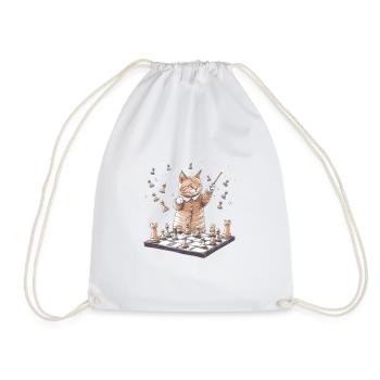 Chess Cat - Drawstring Bag - white - Front