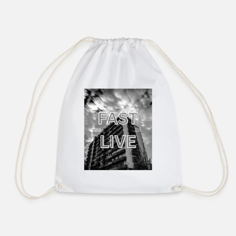 Good Feelings in a Fast Life Design - Drawstring Bag - white