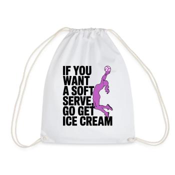Soft-serve? Then off to the – volleyball - Drawstring Bag - white - Front