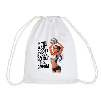 Soft-serve? Then off to the – volleyball - Drawstring Bag - white - Front