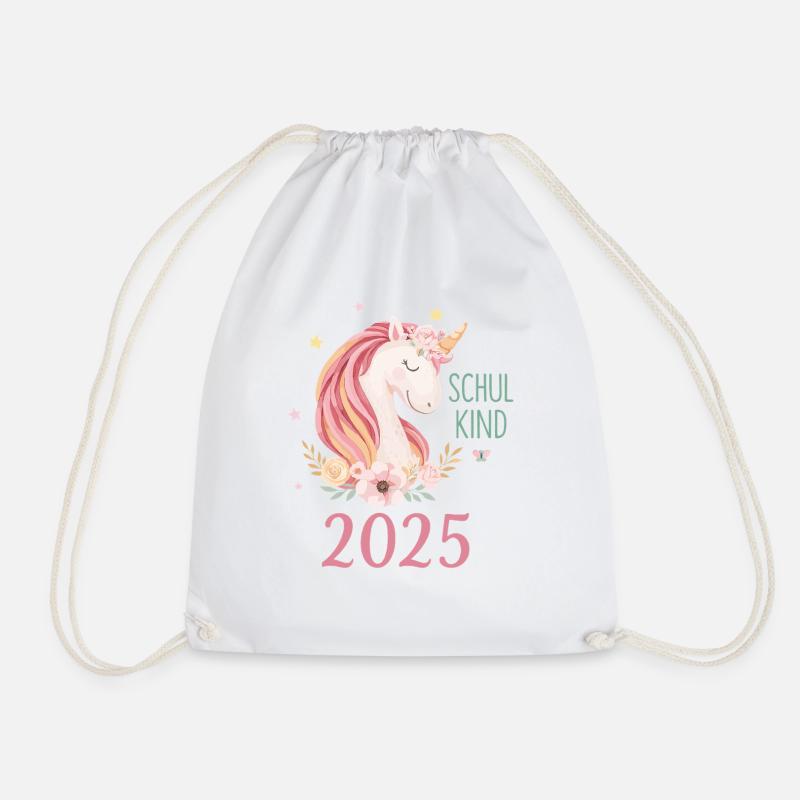 Einhorn Schulkind 2025 Mädchen Einschulung 2025 - Turnbeutel - Weiß