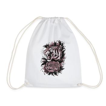 Wilder Tiger & Blume Shirt - Turnbeutel - Weiß - Vorne