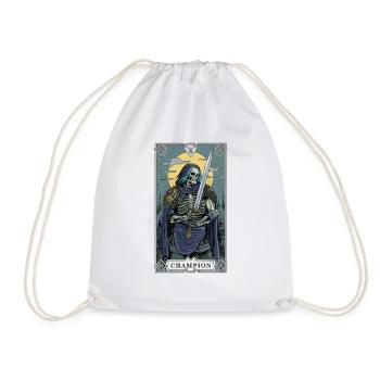 Skeleton Champion in Tarot Style - Drawstring Bag - white - Front