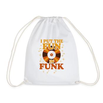 Funk Vinyl Record Collector Retro Music - Drawstring Bag - white - Front