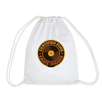Funk Vinyl Record Collector Retro Music - Drawstring Bag - white - Front