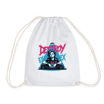 DESTROY SYSTEM - Drawstring Bag - white - Front