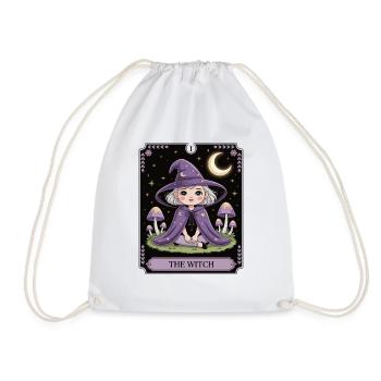 Tarot Card Little Witch - Drawstring Bag - white - Front