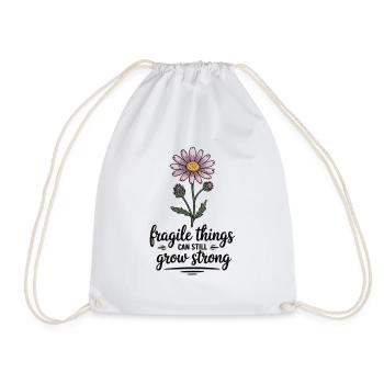 Wachsende Stärke – Blumen Spruchshirt - Turnbeutel - Weiß - Vorne