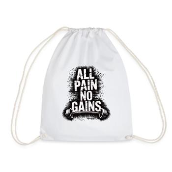 Chemise de fitness – motif All Pain No Gains - Sac de sport léger - blanc - Devant
