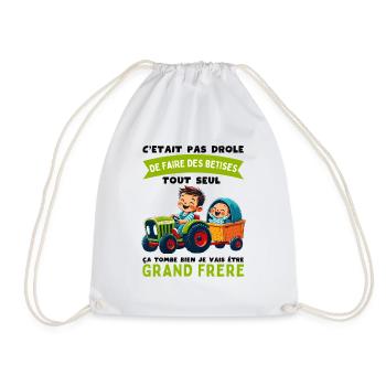 Grand Frère Annonce Grossesse Cadeau Naissance - Sac de sport léger - blanc - Devant