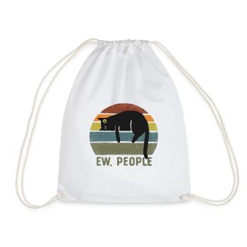 lazy cat ew peple funny saying gift - Drawstring Bag - white - Front