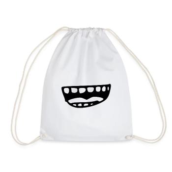 Bouche souriante avec des dents et de la langue - Sac de sport léger - blanc - Devant