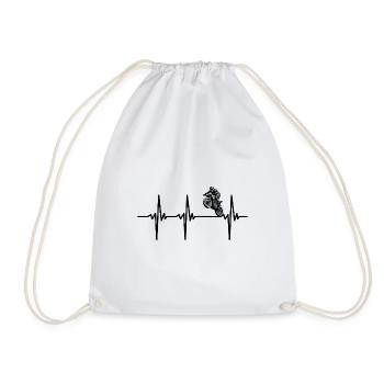 Heartbeat for bikers and motorcycles - Drawstring Bag - white - Front