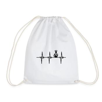 Heartbeat for the profession of cook and baker - Drawstring Bag - white - Front