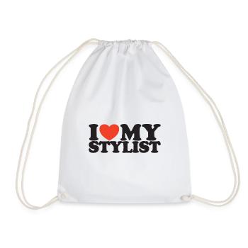 I love my stylist Herz Shirt - Turnbeutel - Weiß - Vorne