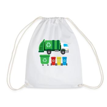 Garbage Truck For Garbage Disposal Recycling I Gift Idea - Drawstring Bag - white - Front